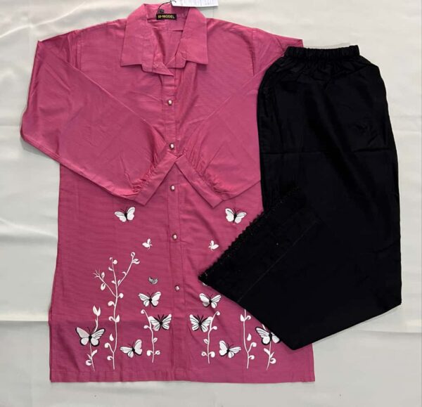 Women’s Stylish Cotton Embroidered Shirt with Cotton Trouser – 2 Piece Casual Wear