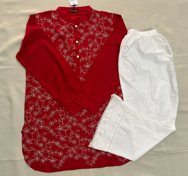 Women’s Stylish Cotton Embroidered Shirt with Cotton Trouser – 2 Piece Casual Wear