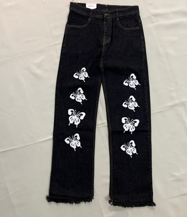 Black Denim Pant with butterflies design